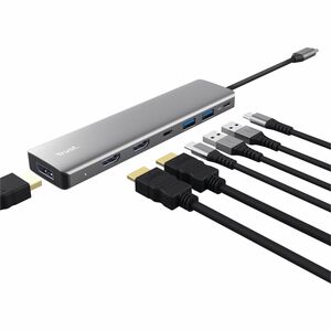 Trust Dalyx USB-Typ C Docking Station für Tastatur, Maus, Festplatte, Notebook, Monitor - Ladefunktion - 3 Unterstützte Di