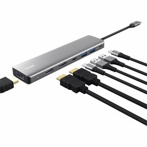 Trust Dalyx USB-Typ C Docking Station für Tastatur, Maus, Festplatte, Notebook, Monitor - Ladefunktion - 3 Unterstützte Di