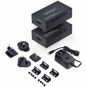 StarTech.com HDMI Extender - Black - 2 x Network (RJ-45) - 1 x USB - 2 x HDMI - 60.96 m Extended Range - Metal