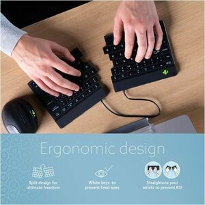 R-Go Split Break Tastatur - Kabellos Konnektivität - USB-Typ C Schnittstelle - Deutsch - QWERTZ Layout - Schwarz - Schere 