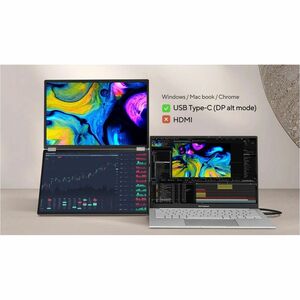 Asus ZenScreen Duo MQ149CD 14" Class WUXGA OLED Monitor - 16:10 - Silver - 14" Viewable - OLED - 1920 x 1200 - 1073.7 Mill
