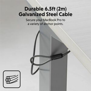 HyperShield HS5910GL Kabelschloss Für Notebook - 198,12 cm (78 Zoll) Kabel - Tragbar - Schloss mit Schlüssel - Silber - Fe