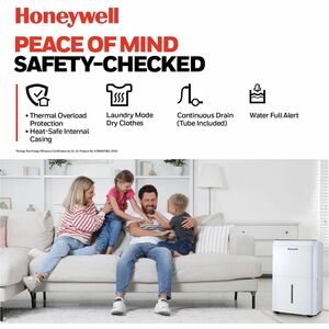 Honeywell TPFIT32WK 32 Pint Energy Star Portable Dehumidifier, White - 1.24 gal Tank - 3000 Sq. ft. - White