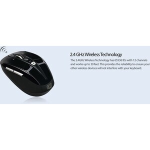 Adesso iMouse S60B Mouse - Radio Frequency - USB - Optical - 6 Button(s) - Black - Wireless - 9.14 m - 2.40 GHz - 1600 dpi