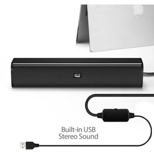 Adesso Xtream S5 2.0 Portable Sound Bar Speaker - 10 W RMS - Black - 160 Hz to 18 kHz - USB - 1