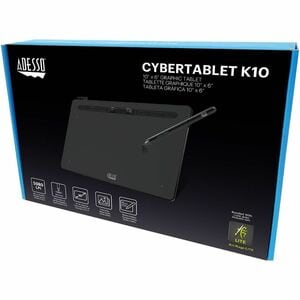 Adesso CyberTablet K10 Graphics Tablet - 5080 lpi - Cable - Black - 254 mm x 152.40 mm Active Area - 8192 Pressure Level -