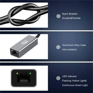 Adesso AUH-5000 Gigabit Ethernet Adapter for Mac, Notebook, Desktop Computer, Tablet, Smartphone, Switch, iPhone - 1000Bas