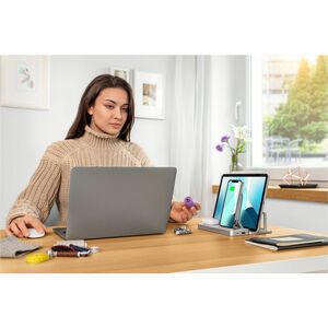 Kensington StudioCaddy Induction Charger - For MacBook, iPad, iPhone, AirPod, Smartwatch - Input connectors: USB - Non-sli