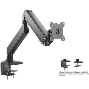 Roline Clamp Mount for LCD Monitor - Black - 1 Display(s) Supported - 15 kg Load Capacity - 75 x 75, 100 x 100 - Aluminium