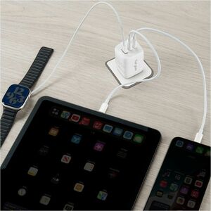 Targus® 65W Multi-Port GaN Wall Charger - 65 W - 3.28 ft Cable - 120 V AC, 230 V AC Input - 5 V DC, 9 V DC, 12 V DC, 15 V 