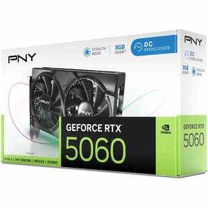 PNY NVIDIA GeForce RTX 5060 Grafikkarte - 8 GB GDDR7 - Gesamthöhe - 7680 x 4320 - 2,28 GHz Core - 2,54 GHz Boost-Taktfrequ