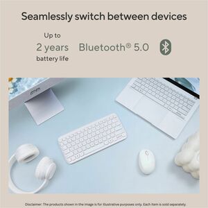 Asus Marshmallow KW100-IW-CP Keyboard - Wireless Connectivity - Iridescent White - Scissors Keyswitch - Bluetooth - 5 - 10