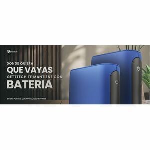 Cargador portátil Gettech GBN-M10CL-01 - Azul - Para Dispositivo USB tipo A, Dispositivo USB tipo C - 10000mAh - 15W - 3A 