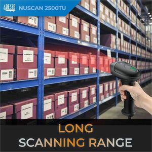 Adesso NuScan 1600U Healthcare, Warehouse Handheld Barcode Scanner - Cable Connectivity - 300 scan/s - 406.40 mm Scan Dist