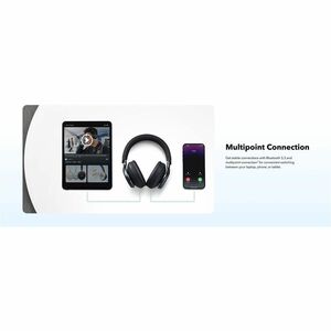 soundcore Space One Wired/Wireless Over-the-head Stereo Headset - Jet Black - Binaural - Circumaural - 1493.5 cm - Bluetoo