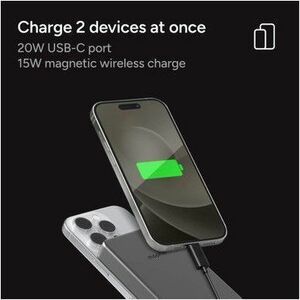 Mophie powerstation Power Bank - Black - For MagSafe-enabled Device, Smartphone, Qi2-enabled Device - 10000 mAh - 20 W - U