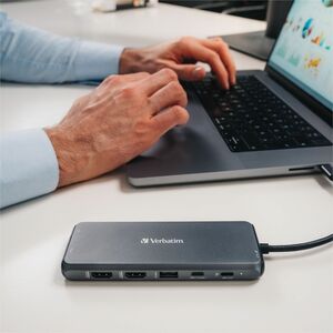 Docking station Verbatim USB Type-C per Monitor - Compatibilita carica - Lettore schede di memoria - SD, microSD - 3 Displ