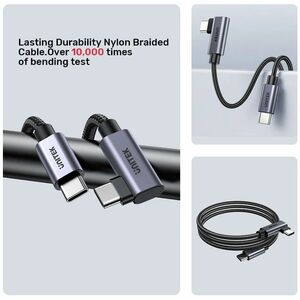 2M 90 deg L-Shape USB-C Male to Male PD 100W Charging Cable Black UNITEK Gift Box