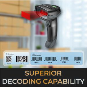 Adesso Wireless/Bluetooth/Wired 2D Barcode Scanner with Charging Cradle - Cable/Wireless Connectivity - 2D, 1D - CMOS - Bl