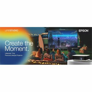 Epson Lifestudio EF-61W 3LCD Projector - 16:9 - Portable, Ceiling Mountable - White - High Dynamic Range (HDR) - Front, Re
