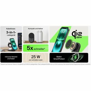 Belkin UltraCharge Induktionsladegerät - Schwarz - für Qi2-fähiges Gerät, iPhone, AirPod, Smartwatch, Smartphone - Eingang