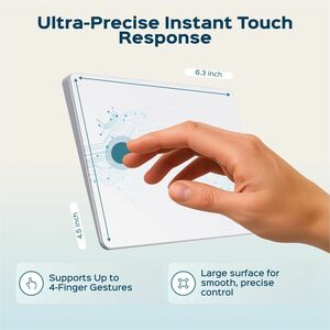Turonic Wireless Touchpad - Cable/Wireless - 32.81 ft - Bluetooth/Radio Frequency - 2.40 GHz - Rechargeable - USB 2.0 Type C