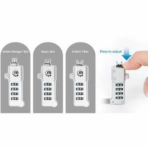 Candado con combinación para laptop 3 en 1, Noble-Wedge®, Nano y K-Slot, Candado antirrobo para laptop 3 en 1, combinación