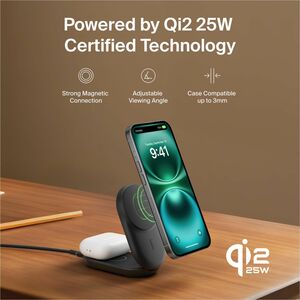 Belkin UltraCharge 2-in-1 Foldable Magnetic Charger with Qi2 25W - For Qi2-enabled Device, iPhone, AirPod, Smartwatch, Sma