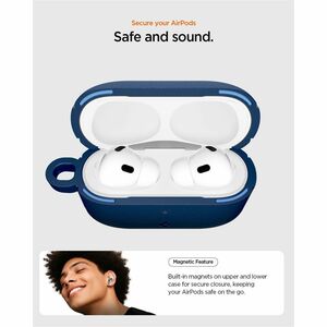 Spigen Vault Carrying Case Apple AirPods Pro 3 - Navy Blue - Drop Resistant, Anti-slip - Polycarbonate, Thermoplastic Poly