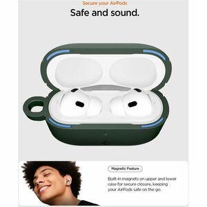 Spigen Vault Carrying Case Apple AirPods Pro 3 - Midnight Green - Drop Resistant, Anti-slip - Polycarbonate, Thermoplastic