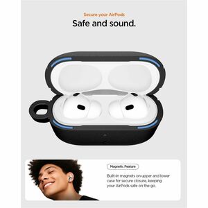 Spigen Vault Carrying Case Apple AirPods Pro 3 - Matte Black - Drop Resistant, Anti-slip - Polycarbonate, Thermoplastic Po