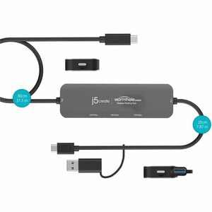 j5create Wormhole Switch JCH462 USB Hub - USB Type A, USB Type C - 640 MB/s - Notebook, Keyboard, Mouse, Desktop, Tablet, 