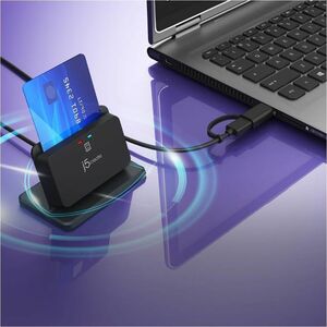 j5create JUR261-N Contact Smart Card Reader - Black - Banking, Government - TAA Compliant - CableUSB 2.0 Type A, USB 3.2 (