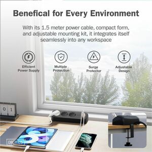 Digitus Steckdosenleiste - 2 x USB Typ A, 1 x USB Typ C, 3 x AC-Strom - 1,50 m Kabel - 16 A Stromstärke - 250 V AC Voltage