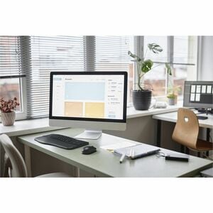 Kensington Pro Fit Ergo KM680 EQ Rechargeable Desktop Set - USB Type A Wireless Bluetooth/RF 5.4 2.40 GHz Keyboard - Black