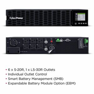 CyberPower OL3KRTHD Smart App Online UPS Systems - 3000VA/2700W, 100 - 125 VAC, NEMA L5-30P, 2U, Rack / Tower, Sine Wave, 