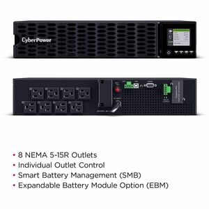 CyberPower OL1K5RTHD Smart App Online UPS Systems - 1500VA/1350W, 100 - 125 VAC, NEMA 5-15P, 2U, Rack / Tower, Sine Wave, 