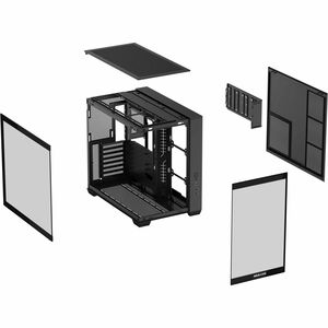 ASUS A32 Black ATX dual-chamber case with panoramic design supporting up to 420mm graphics cards in length 360mm radiators