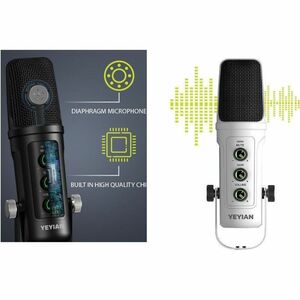 Micrófono PC Gamer Yeyian, Micrófono USB Condensador con Cancelación de Ruido, USB Tipo-C, Silencio, Control de Ganancia, 