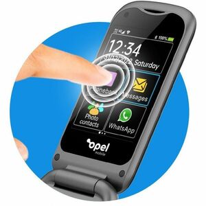 Opel Mobile TouchFlip 4 GB Feature Phone - 2.8" - 512 MB RAM - 4G - Grey - Flip - Unlocked - Front Camera: 300 Kilopixel -