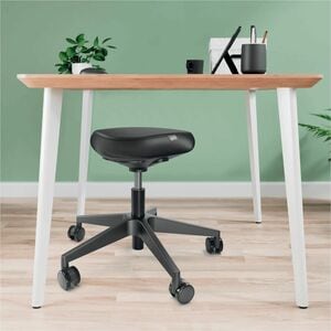 ACCO Utility Stool - Adjustable Seat - Dual Density Foam (DDF), Artificial Leather Seat - 5-star Base - Black