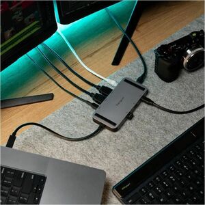 Targus 8 Port(s) USB4 Docking Station for Notebook, Monitor - Charging Capability - Silver - Portable - 2 Displays Support