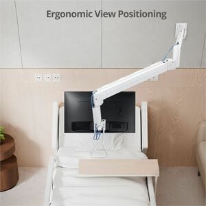 SIIG Medical Grade Single 32 inch Monitor Long Arm Wall Mount 17.6 lbs-White - Medical Grade Single 32 inch Monitor Long A