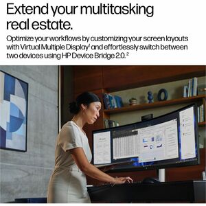 HP 549pm 49" Class Webcam Dual Quad HD (DQHD) Curved Screen LED Monitor - 32:9 - Black - 124.5 cm (49") Viewable - Vertica