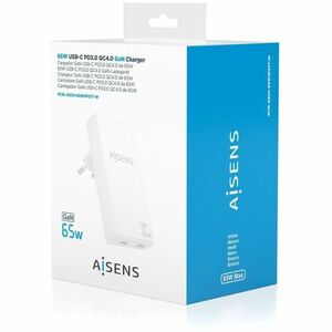 CARGADOR GAN ULTRA DELGADO 65W 2XUSB-C PD3.0 QC4.0 BLANCO