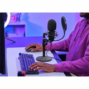 GXTrust 269 Emita II Microphone avec Bureau Support Réglable, Filtre Anti-Pop et Anti-Vent, Gamer USB Micro avec Directivi