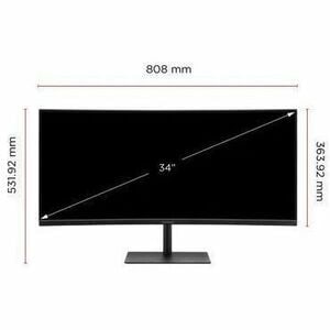 Moniteur LED ViewSonic VG3419C-2 34" Classe UW-QHD Écran incurvé - 21:9 - 86,4 cm (34") Viewable - Vertical Alignment (VA)