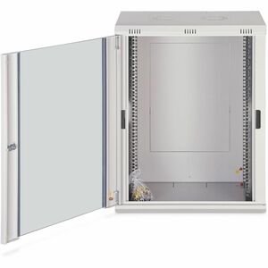 Digitus Dynamic-N 16U Wandmontierbar Geschlossener Schrank Rackschrank für Networking, Server - Hellgrau - Stahl, Glas, Bl