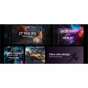 LG UltraGear 27G411A-B 27" (68.6 cm) Class Full HD Gaming LCD Monitor - 16:9 - 27" (68.6 cm) Viewable - In-plane Switching