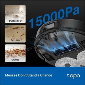 Tapo RV50 Pro Omni Cordless Robot Vacuum/Mop - Black - 3 L Dust Capacity - 95 mL Water Tank Capacity - Filter, Brush - Car